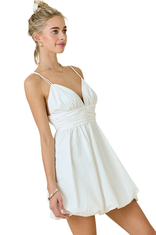 Apparel- Day+Moon Babydoll Poplin Mini  Dress with Bubble Bottom