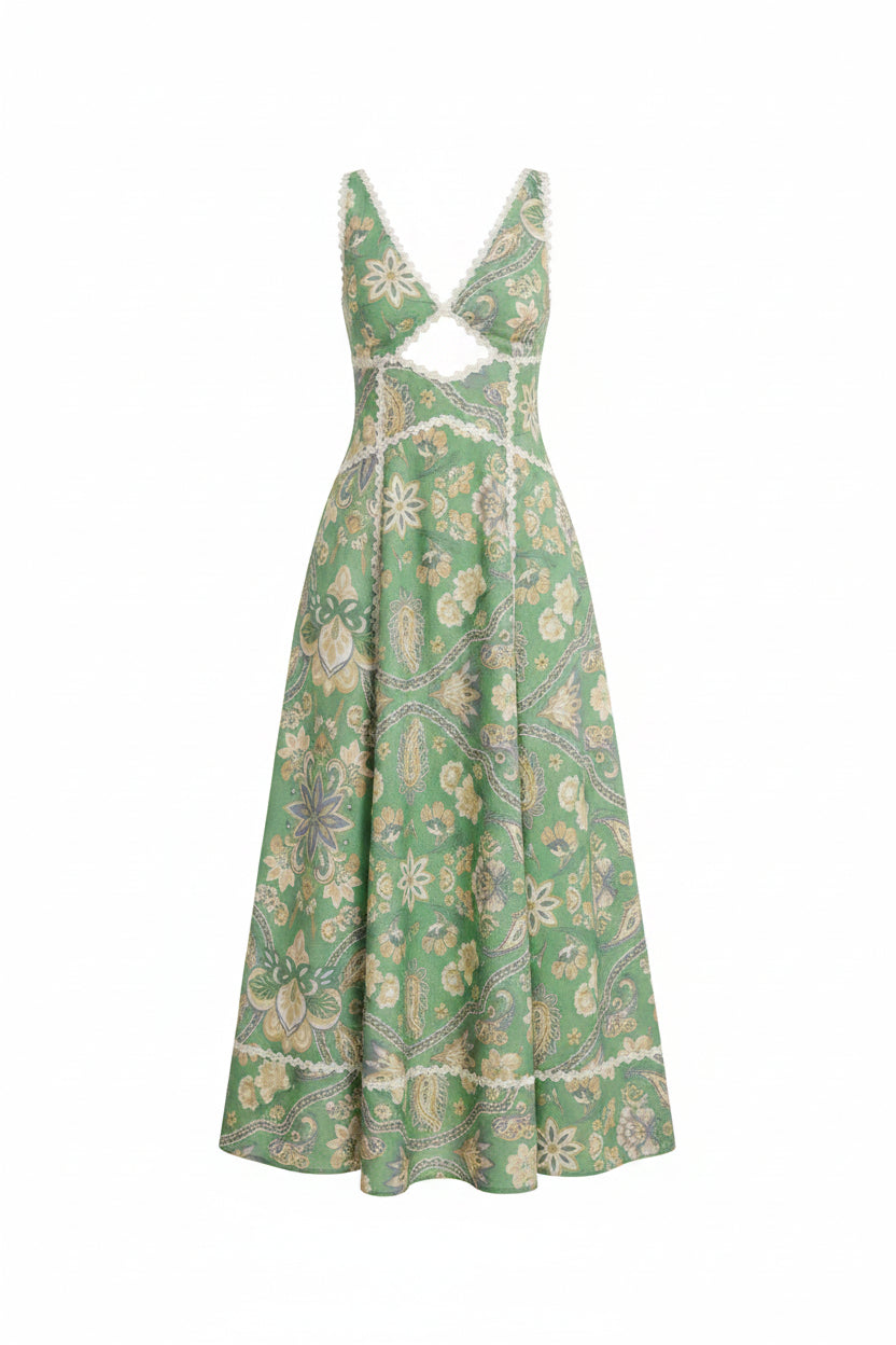 Sundayup Floral Sweetheart Midi Dress