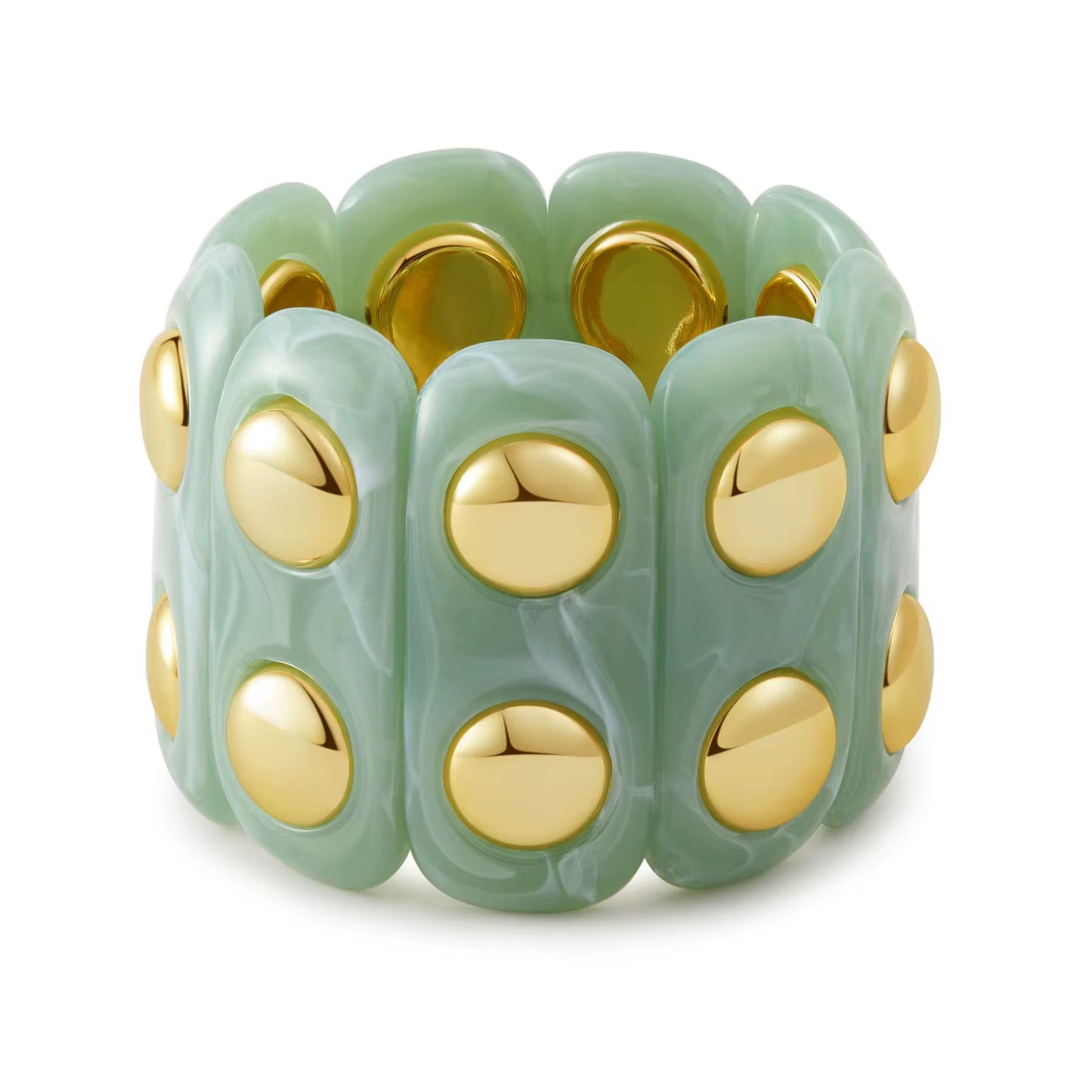 Bracelets- M&E Bling Retro Acrylic Geo Oval Stretch Bracelet