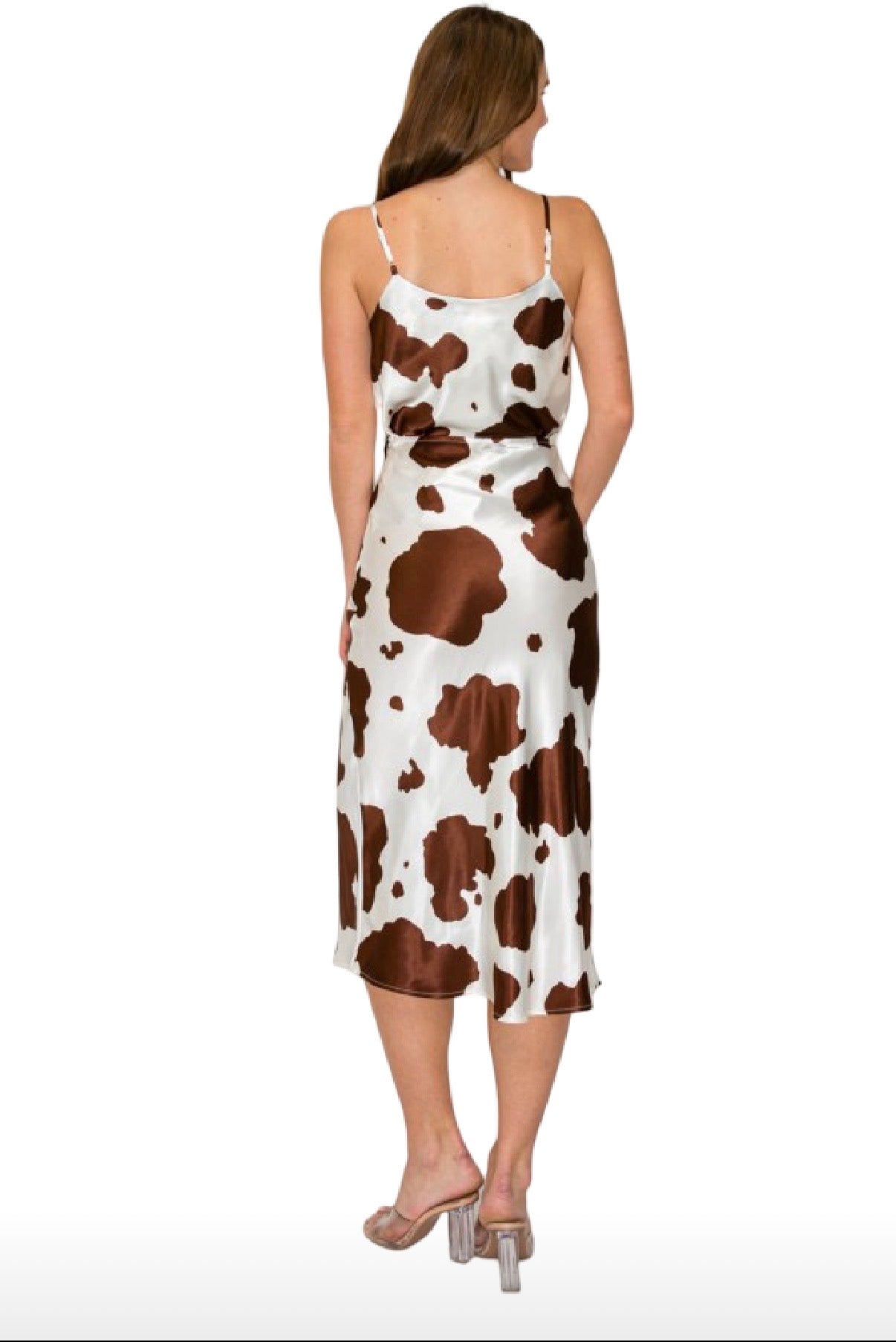 DNA Couture Satin Animal Print Cowl Neck Tank Top