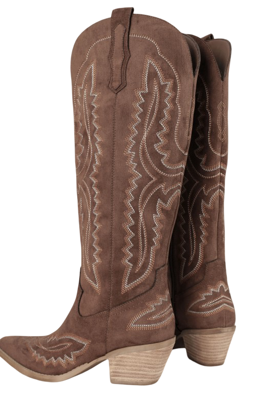 Boots- Mi.iM Tess-Samara Stitch Western Tall Suede Boots