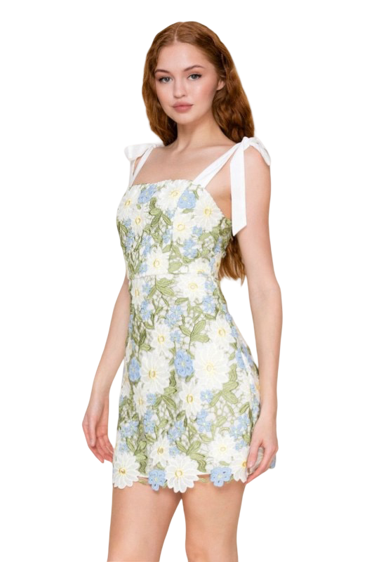 B. Right Crochet Lace Mini Dress