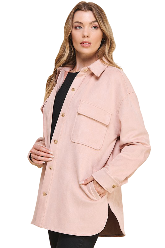 Apparel-Allie Rose Microsuede Shirt With Pockets