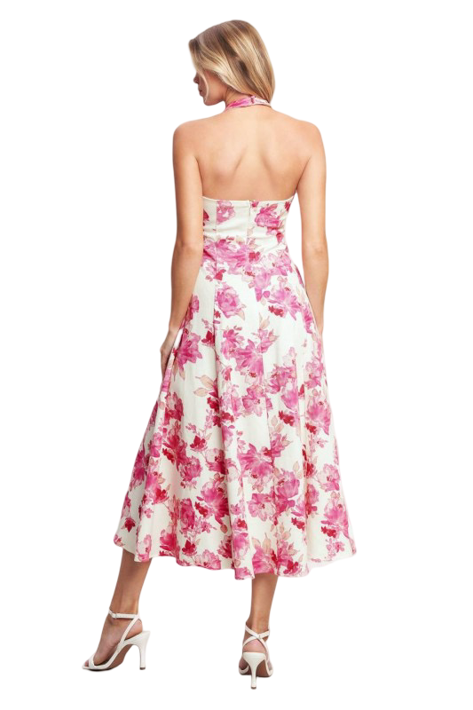 Flying Tomato Floral Halter Midi Dress