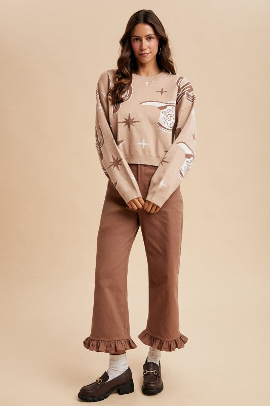 Apparel- Anniewear Western Fine Knit Sweater