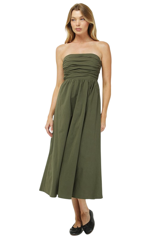 Needii Strapless Ruched Bodice Maxi Dress