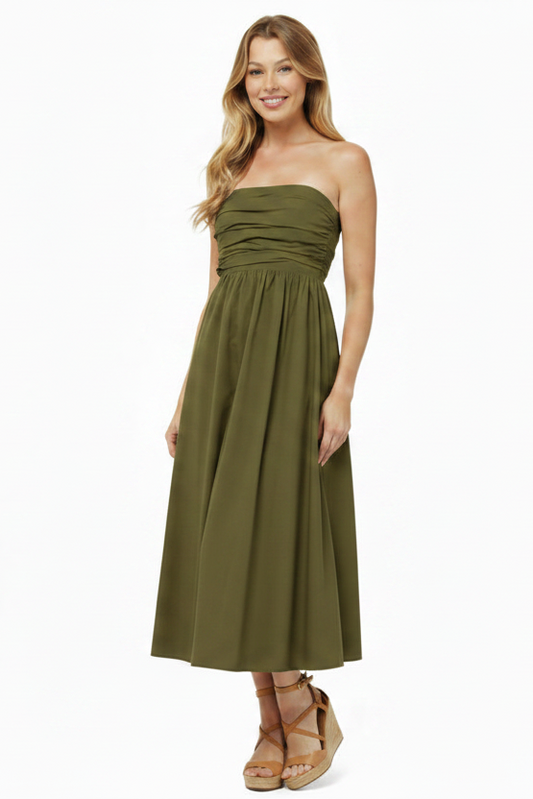 Needii Strapless Ruched Bodice Maxi Dress