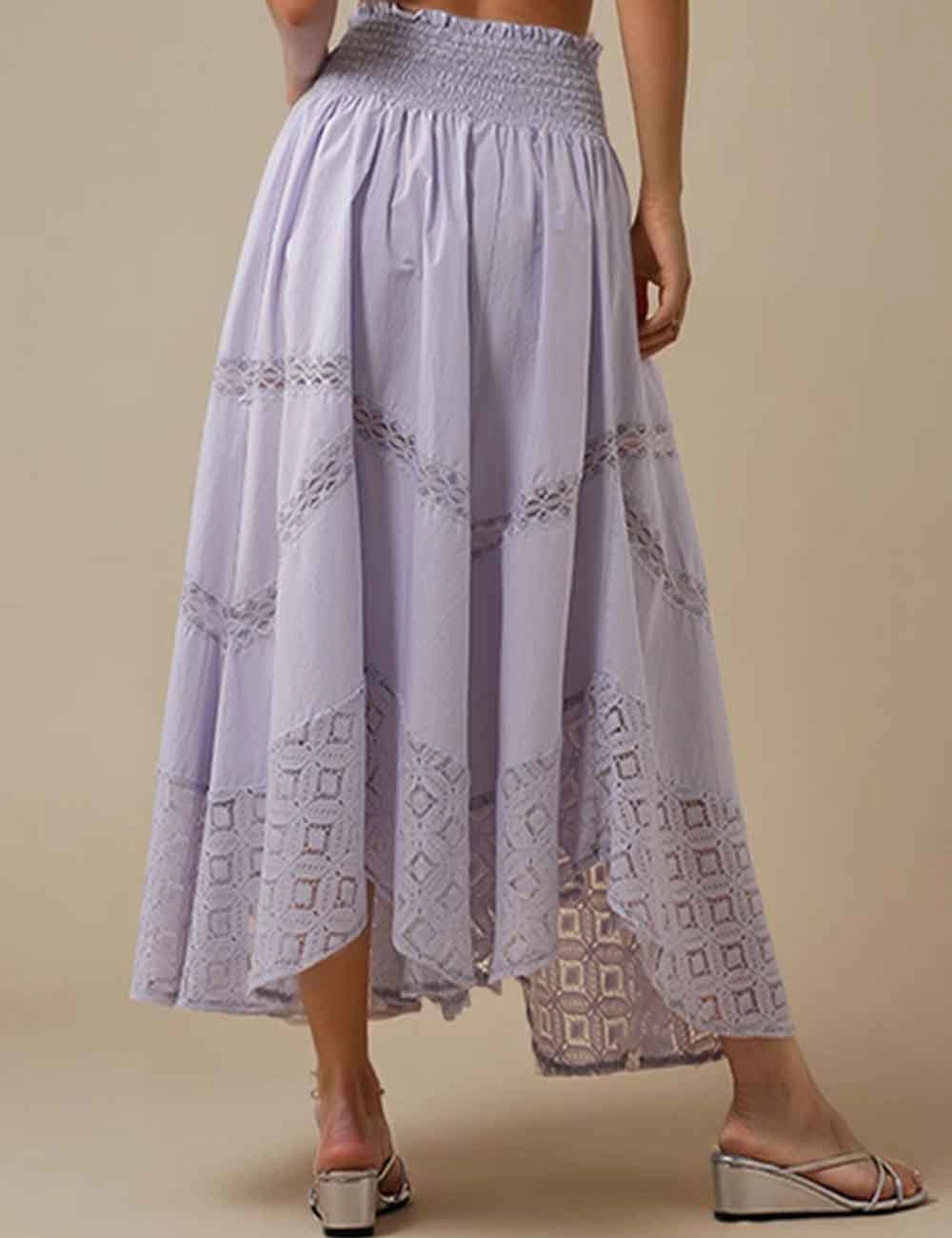 Apparel- Sweet Karma Eyelet Elastic Waist Maxi Skirt
