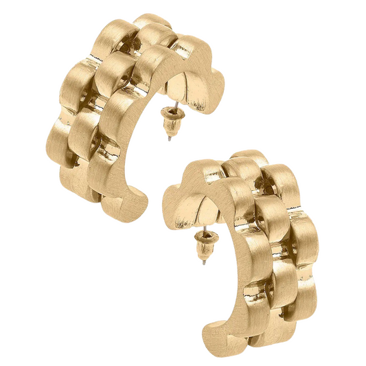 Earrings- Canvas Carter Watchband Chunky Open Hoop Earring