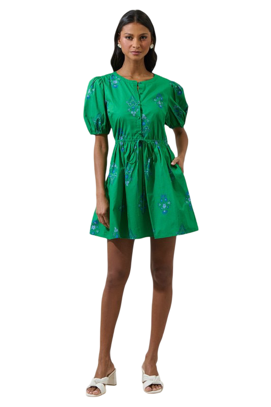 Sugarlips Halina Floral Alba Puff Sleeve Mini Dress