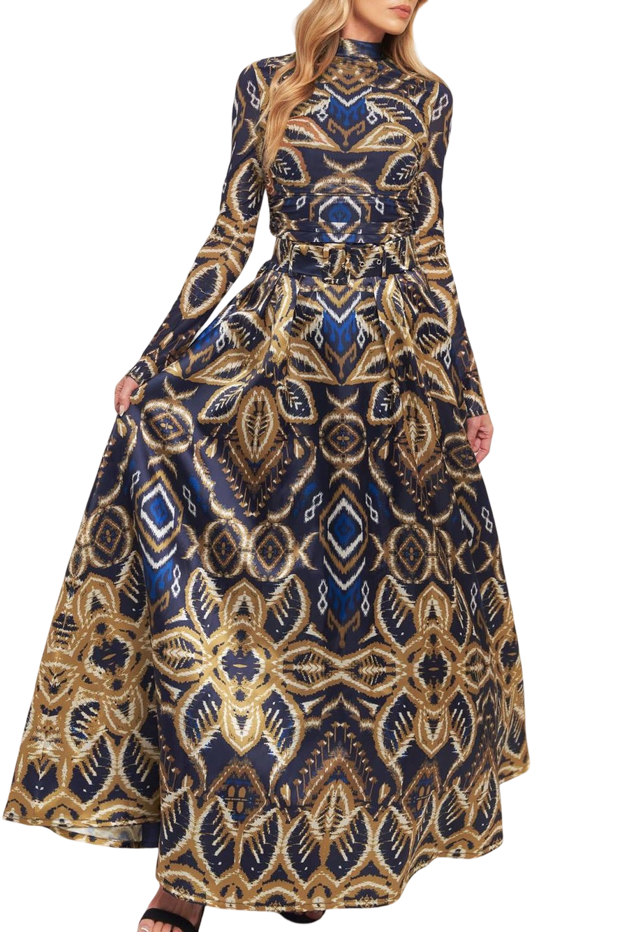 Apparel- Flying Tomato Pattern Woven Maxi Skirt