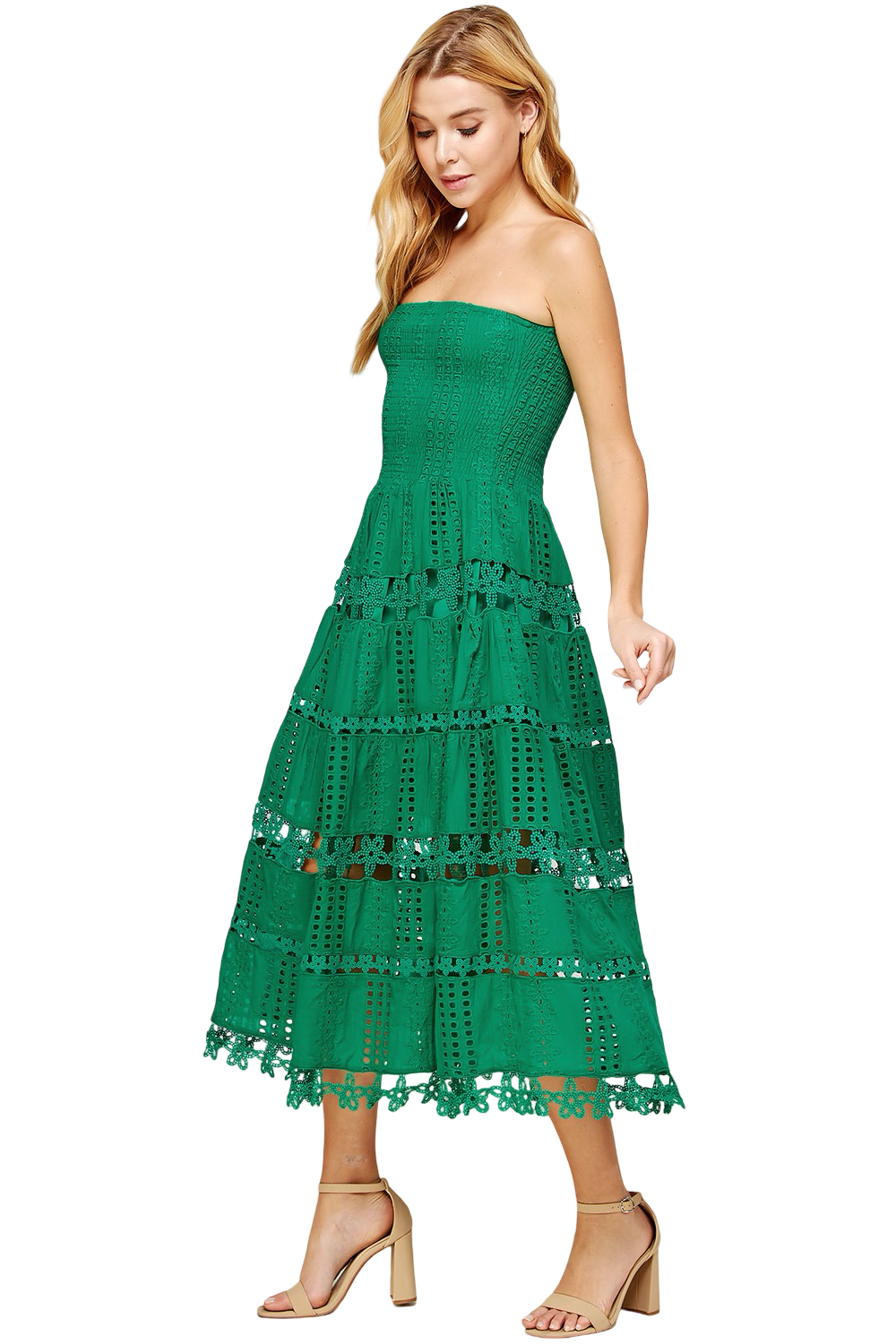 Apparel- Strut and Bolt Eyelet Lace Tube Midi Dress