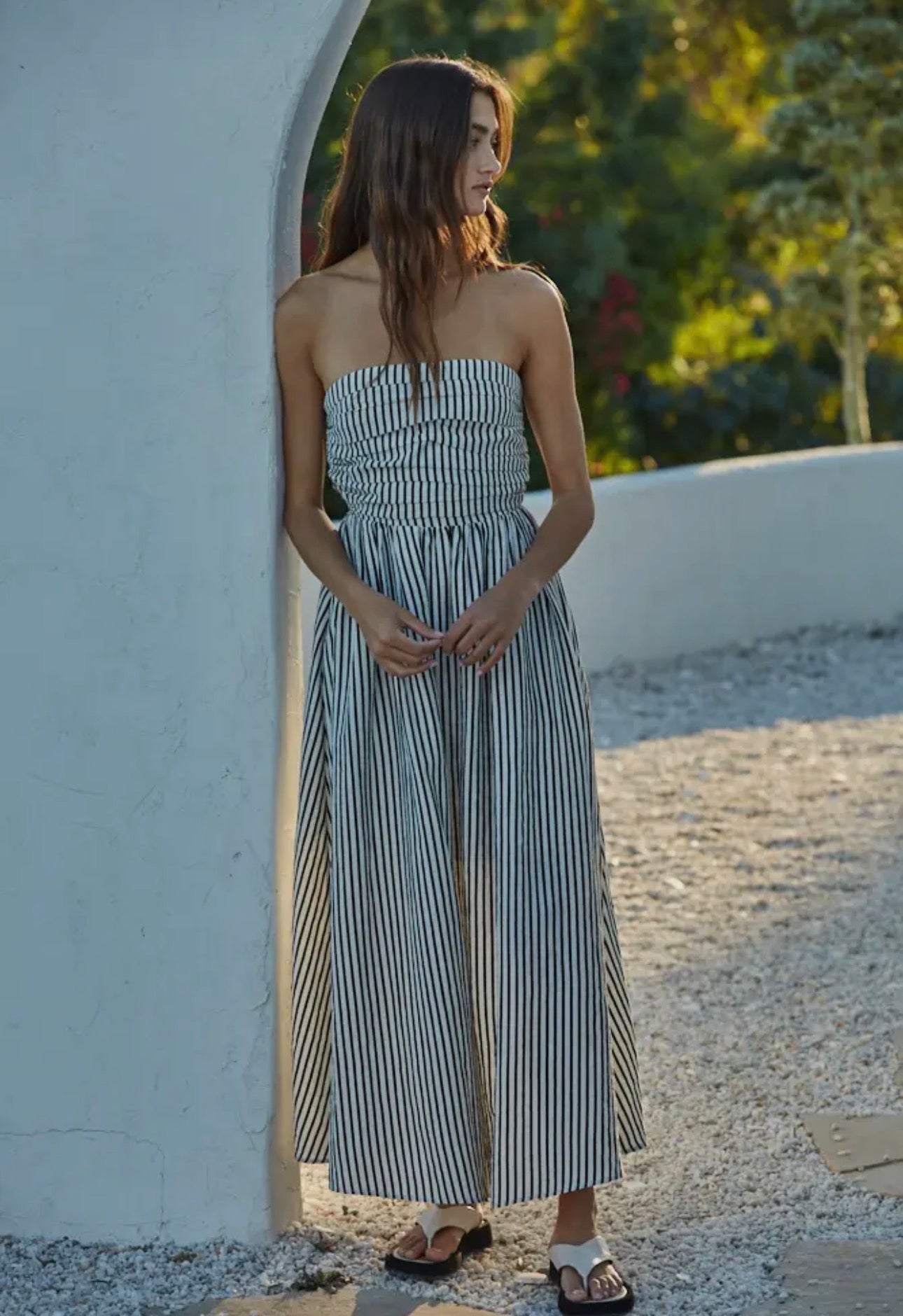 By Together Promenade Striped Tube Maxi Dress Dusty Blue / Large By Together Promenade Striped Tube Maxi Dress Dusty Blue / Large