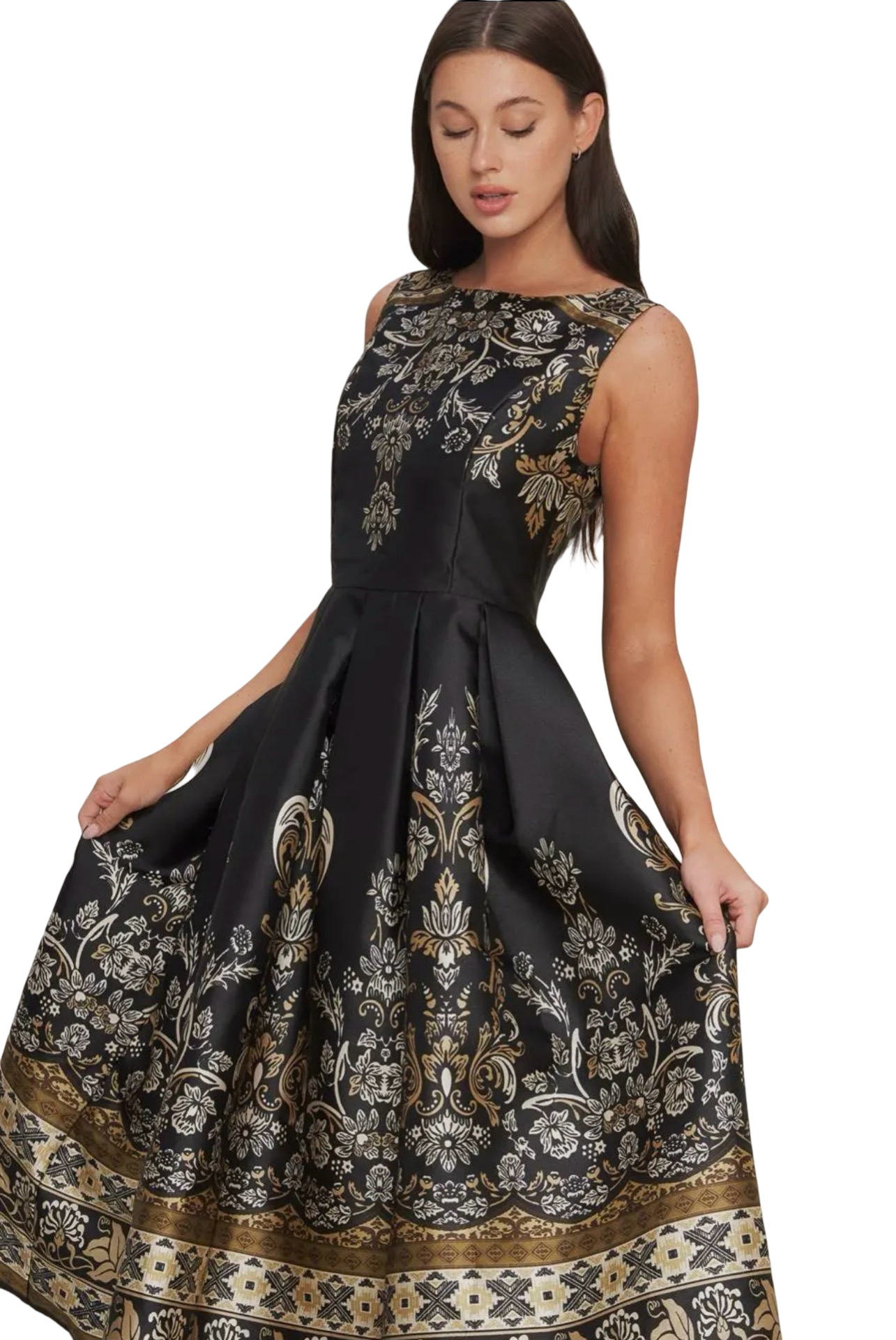 Apparel- Flying Tomato Pattern Sleeveless Midi Dress