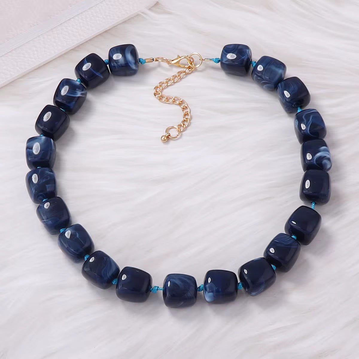 Necklaces- Square Beaded Resin Necklace