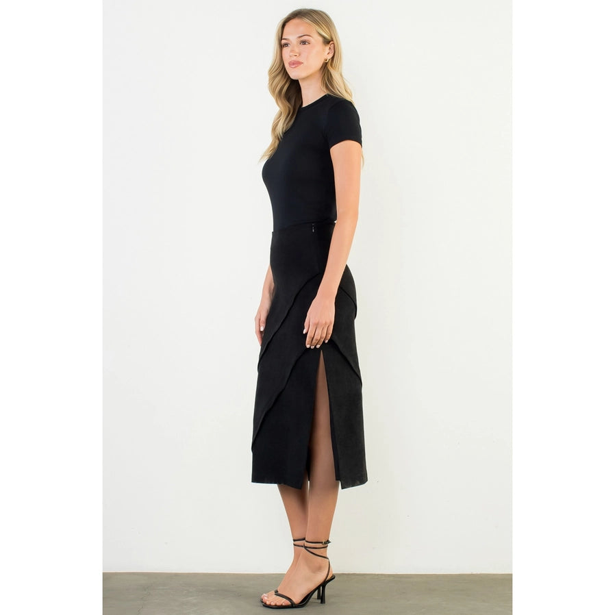 Apparel- THML Suede Wrap Detail Midi Skirt