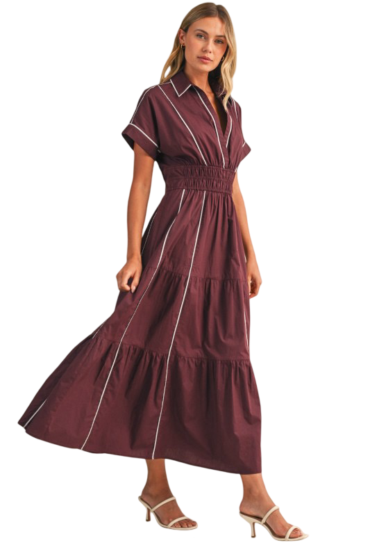 Klesis Smocked Waist A Line Maxi Dress
