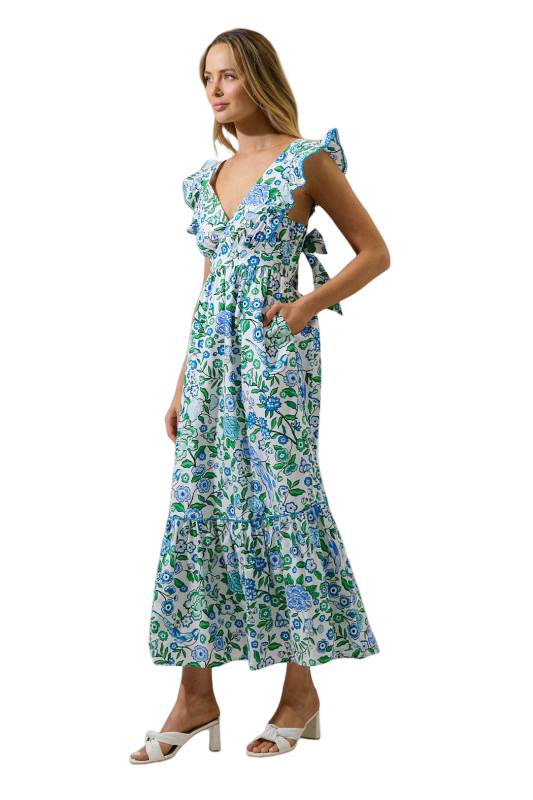 Sugarlips Mawar Ruffled  Maxi Dress Gianne Floral