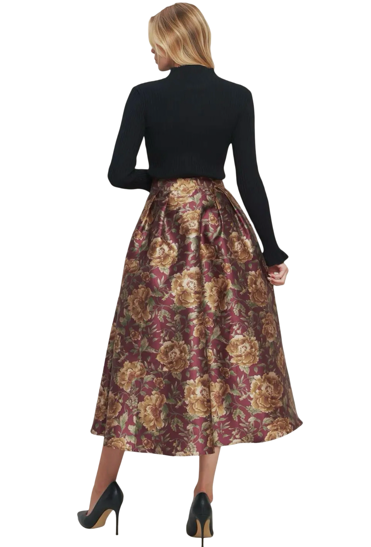 Apparel- Flying Tomato Pattern Woven Full Midi Skirt