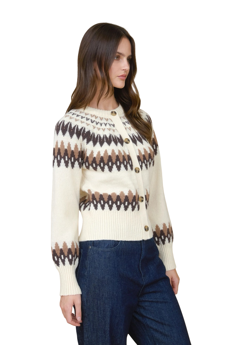 Apparel- The Workshop Fair Isle Button Down  Cardigan Top