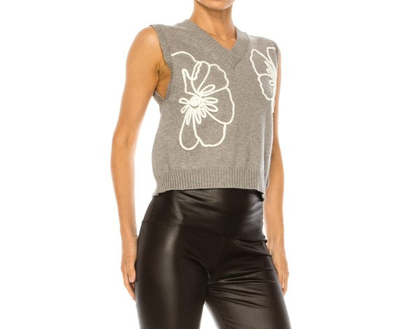 Apparel-Mermaid Embroidered Sweater Vest