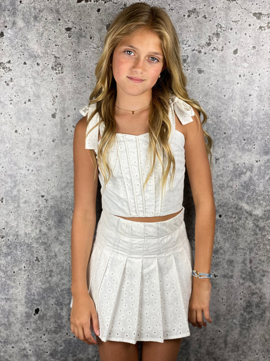 Girls- If So Eyelet Pleated Skirt