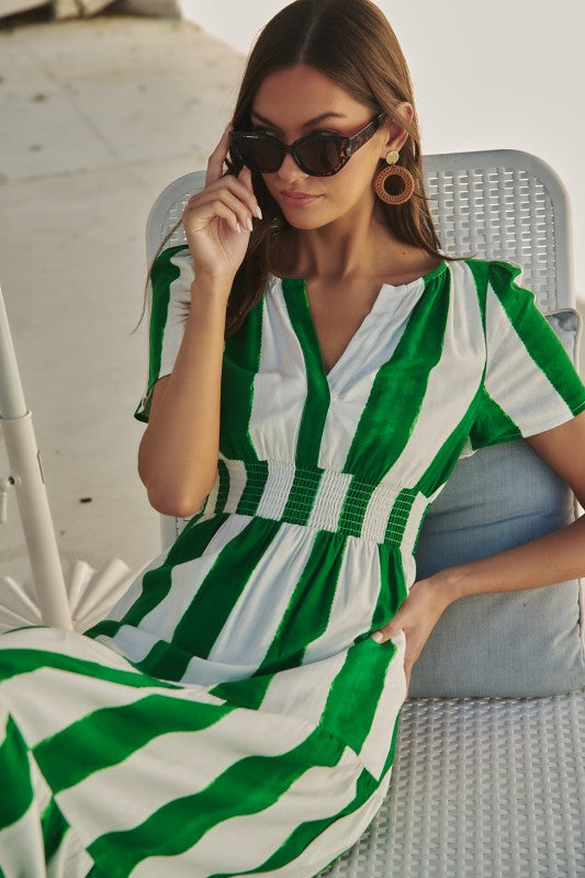 Sugarlips Roni Smocked Maxi Dress Pilmer Stripe