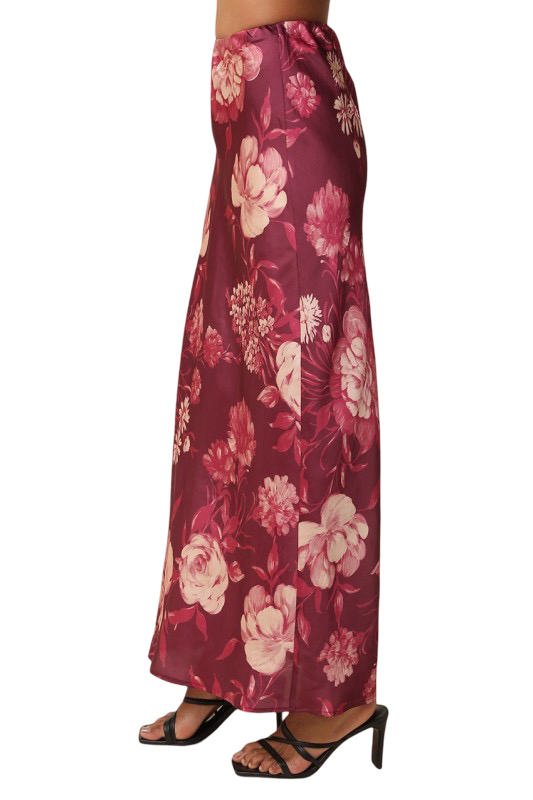Olivaceous Zella Floral Midi Skirt