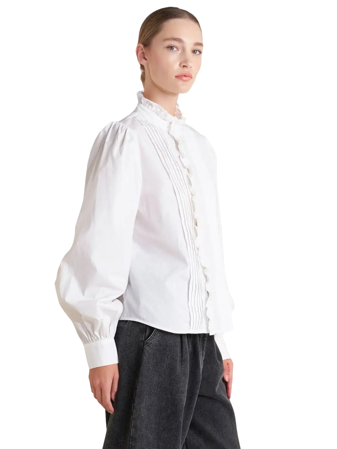 Apparel- Flying Tomato Ruffled Detail Woven Top