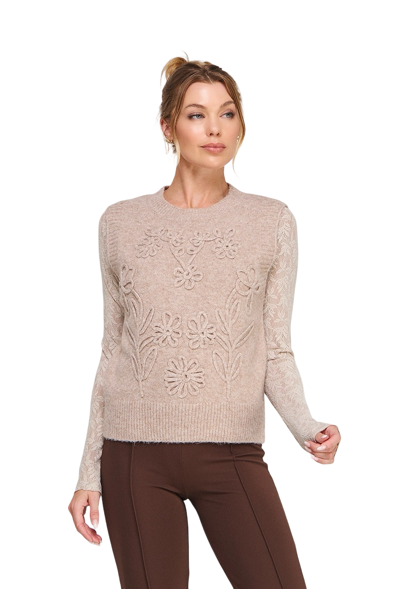 Apparel-Allie Rose Floral Embroidery Sweater Vest Top