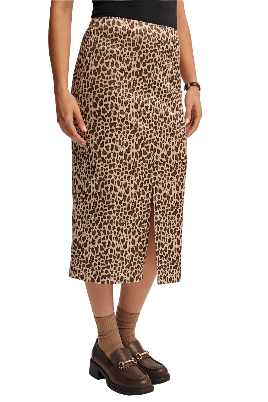 Apparel- Forte Leopard Print Satin Midi Skirt