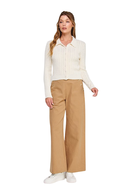 Apparel-Allie Rose Small Cable Knit Cardigan Top