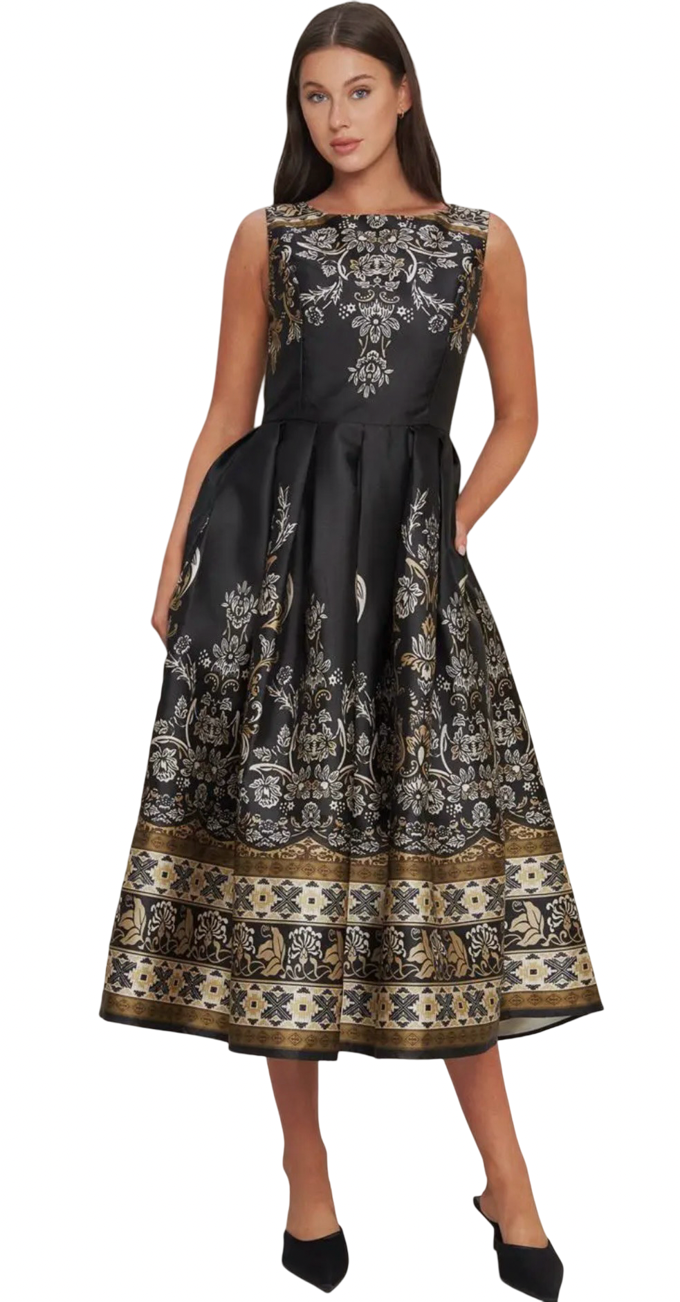 Apparel- Flying Tomato Pattern Sleeveless Midi Dress