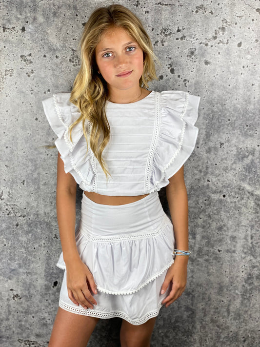 Girls- If So Ruffle Pom Pom Top