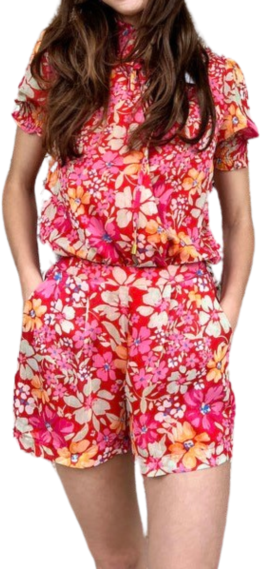 Apparel- Btfl-Life Zandra Printed Lurex Chiffon Shorts