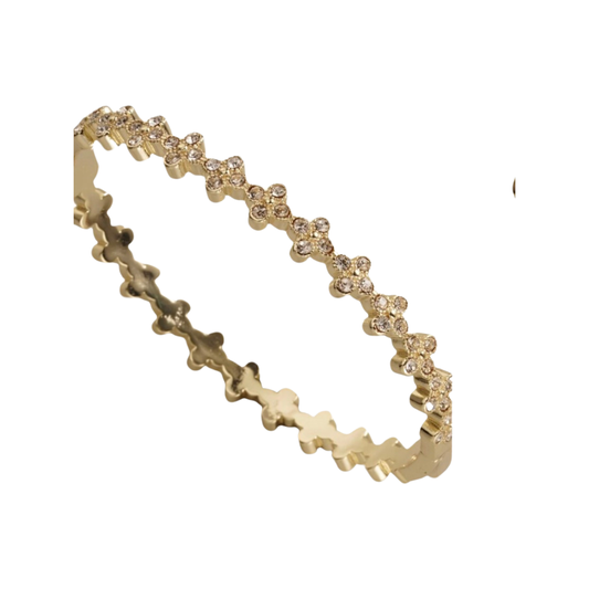 Bracelets- M&E Bling Gold CZ Flower Bangle