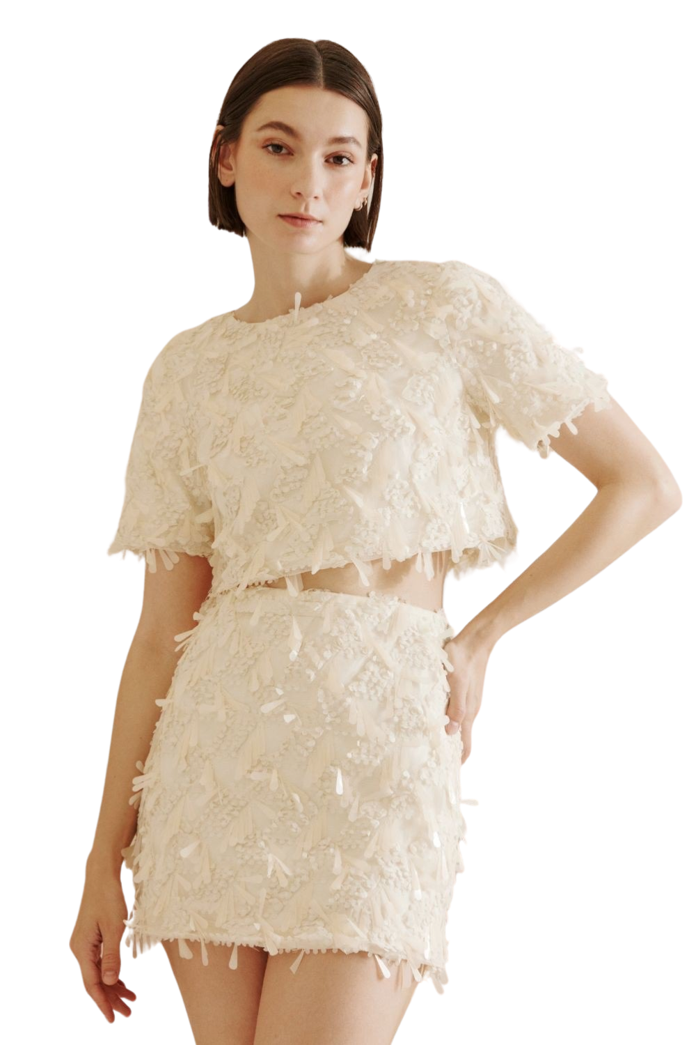 Apparel- Storia 3D Textured Petal Mini Skirt
