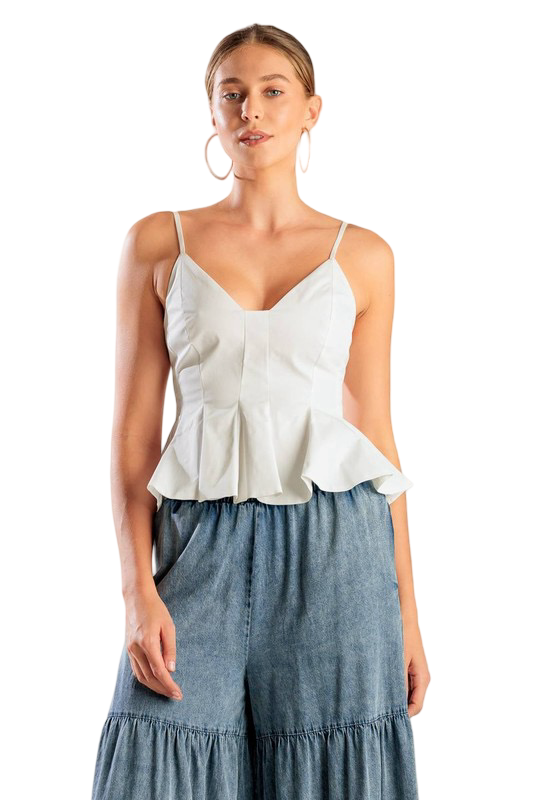 Flying Tomato Ruffled Neck Cami Top
