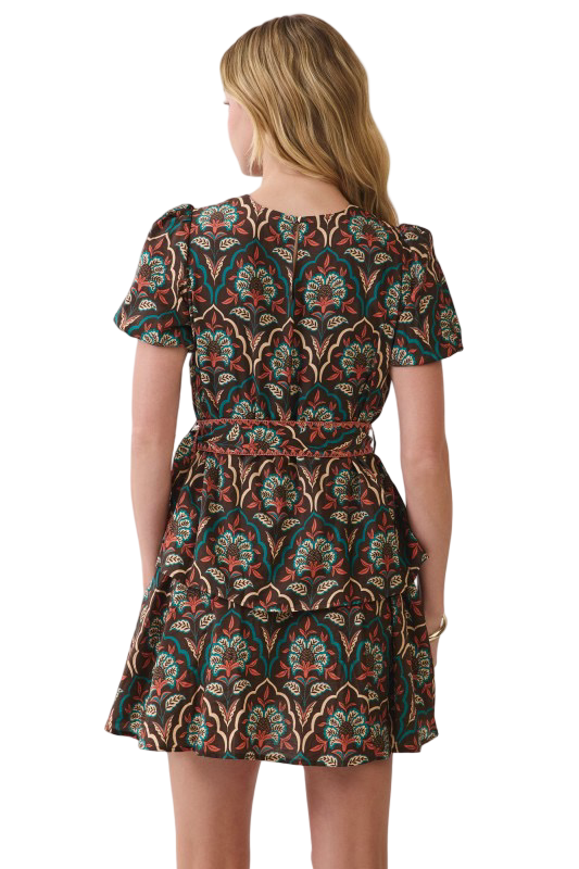 TCEC Puffed Sleeve Tiered Mini Dress
