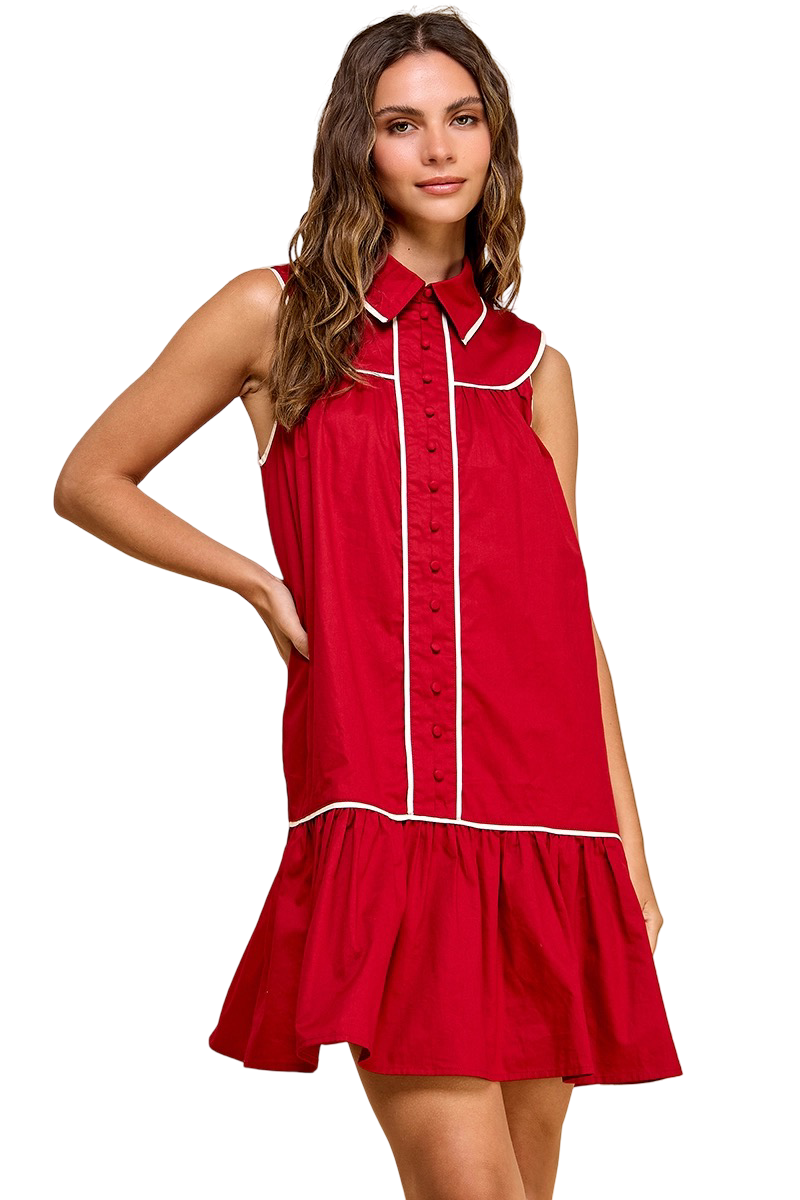 Apparel-TCEC Collard Shirt Mini Dress