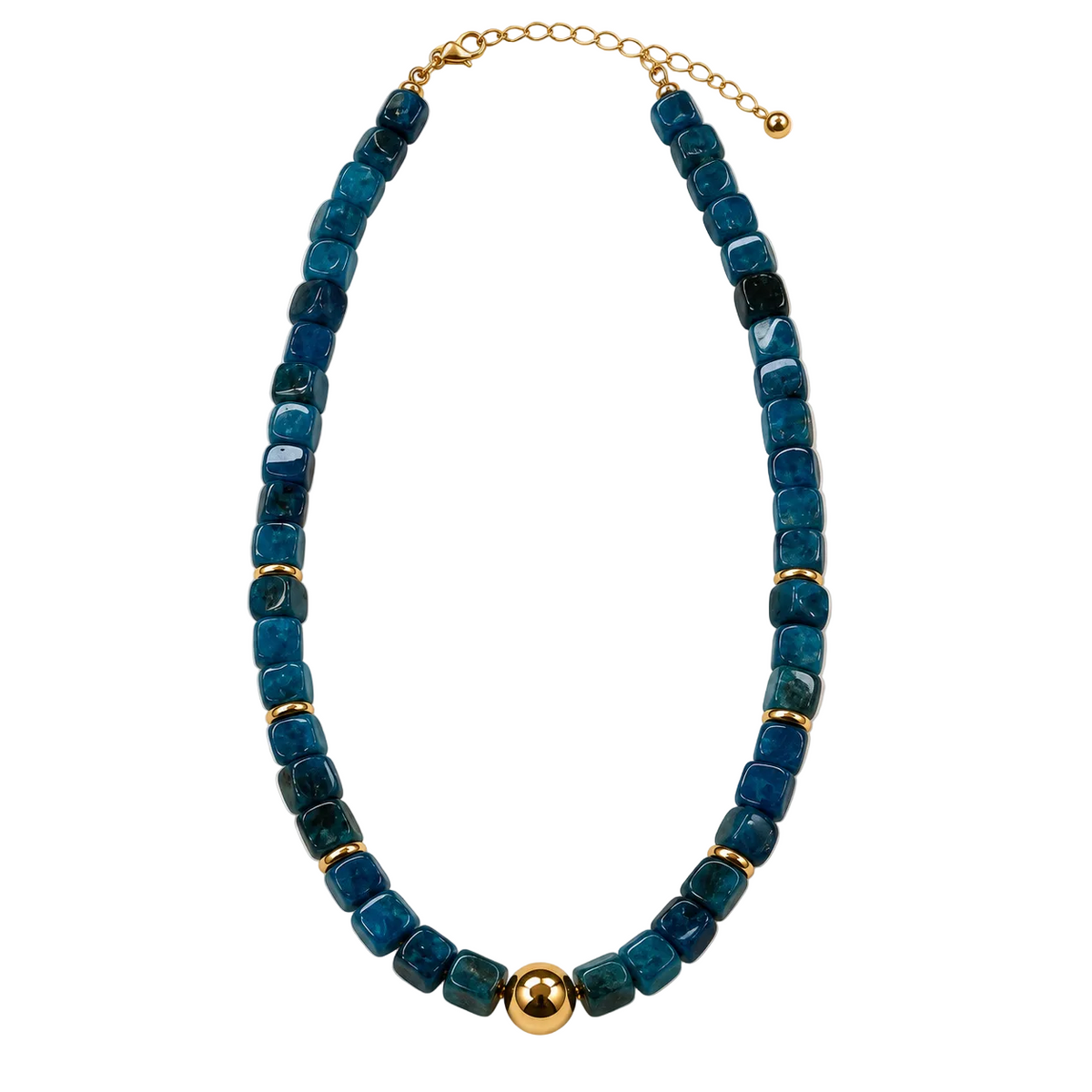 Necklaces- Stone and Gold Beaded Necklace