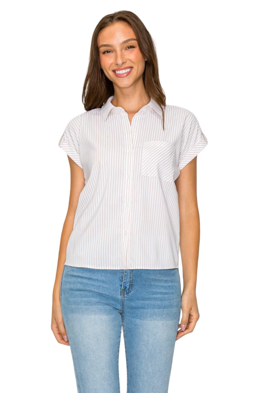 DNA Couture Striped Short Sleeve Top