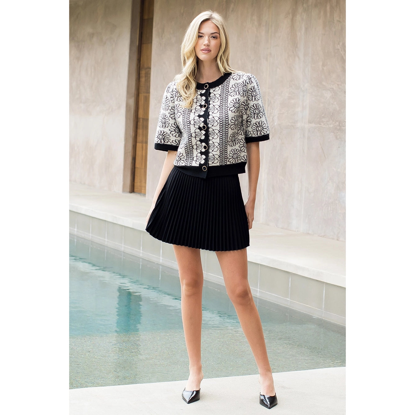 Apparel- THML Floral Print Knit Cardigan Top