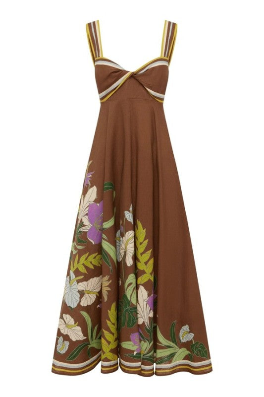 Sundayup Floral Front Twist Maxi Dress
