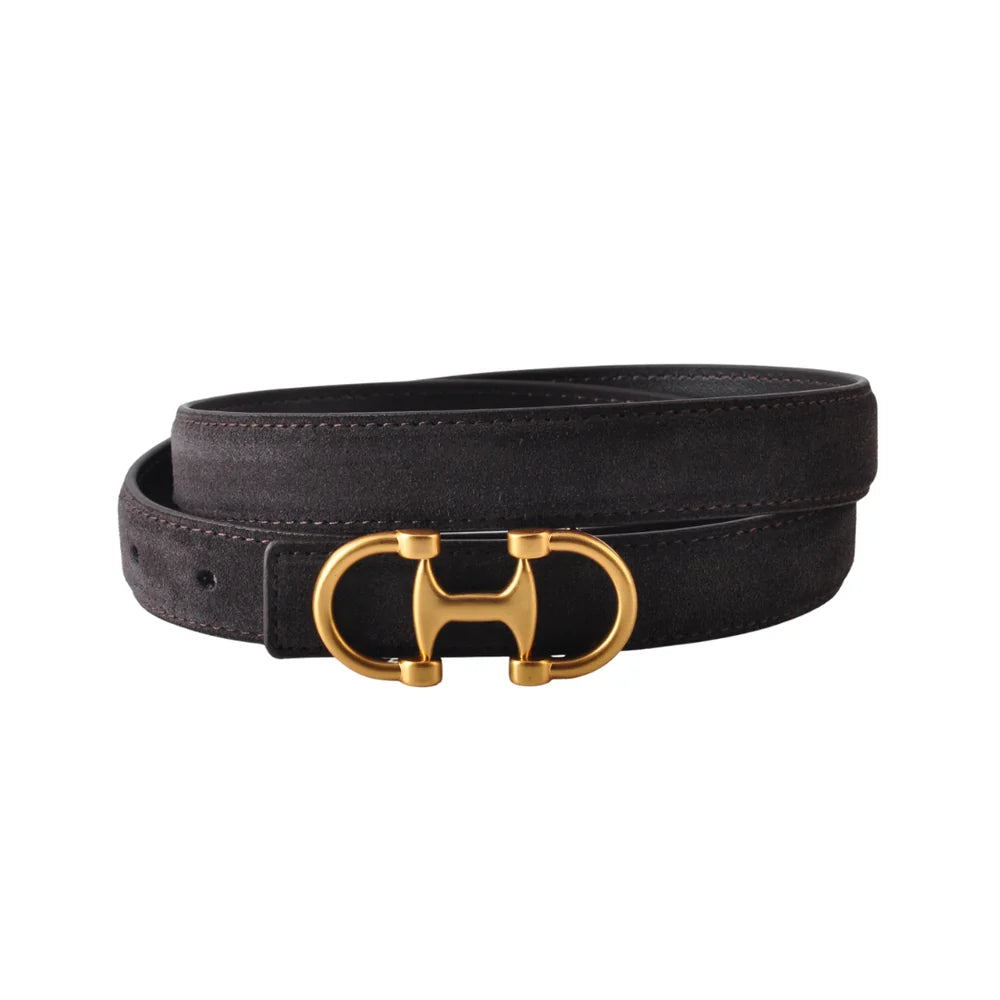 Belts- MW Stitched Clean Leather Belt with Horse Bit Buckle