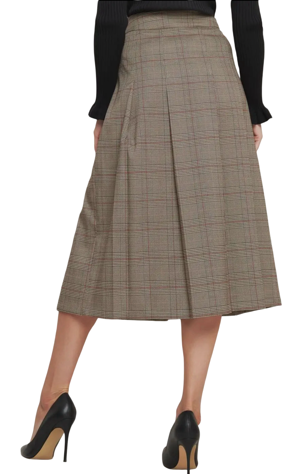 Apparel- Flying Tomato Pleated Woven Midi Skirt with Belt