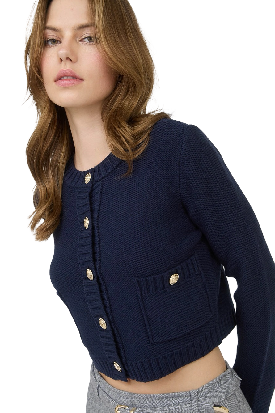 Apparel- The Workshop Gold Button Knit Cardigan Top
