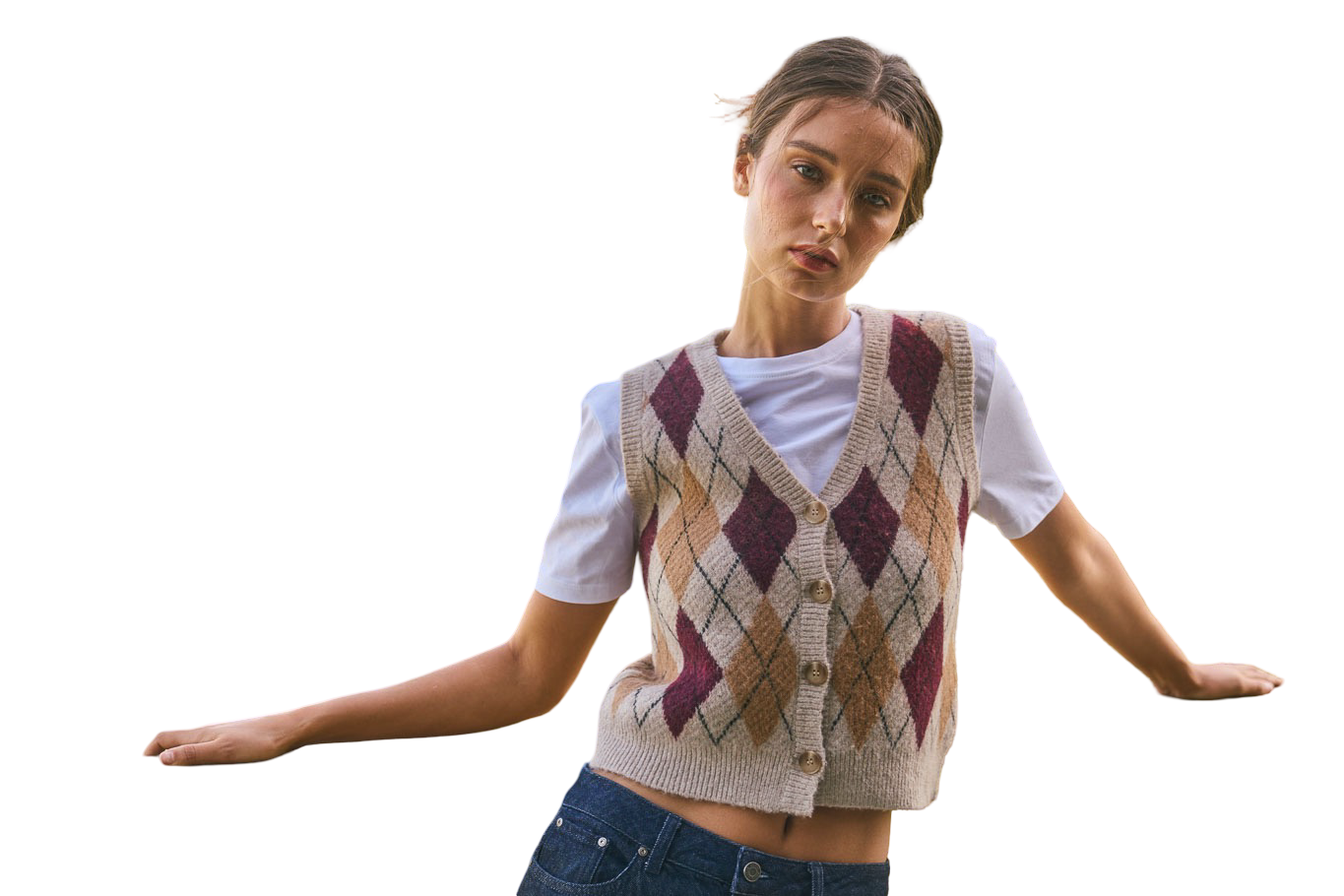 Apparel- The Workshop Argyle Sweater Vest Top