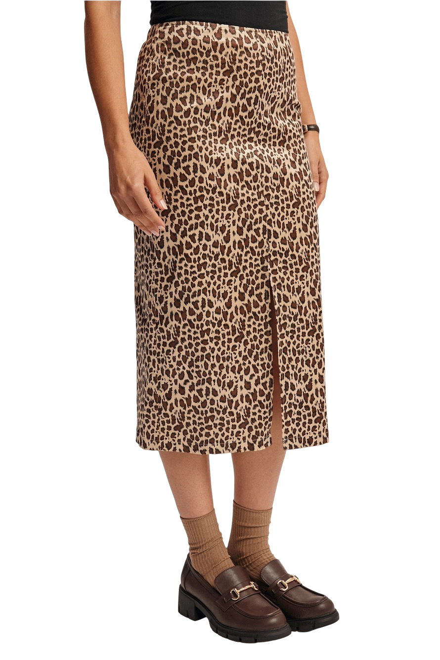 Apparel- Forte Leopard Print Satin Midi Skirt