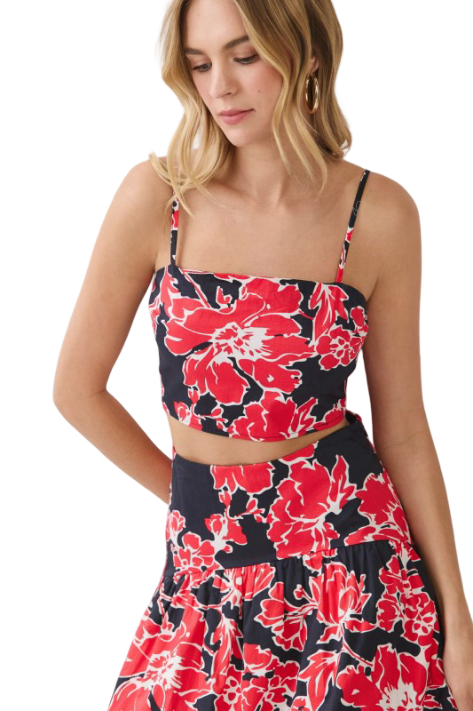 TCEC Floral Smocked Back Crop Top